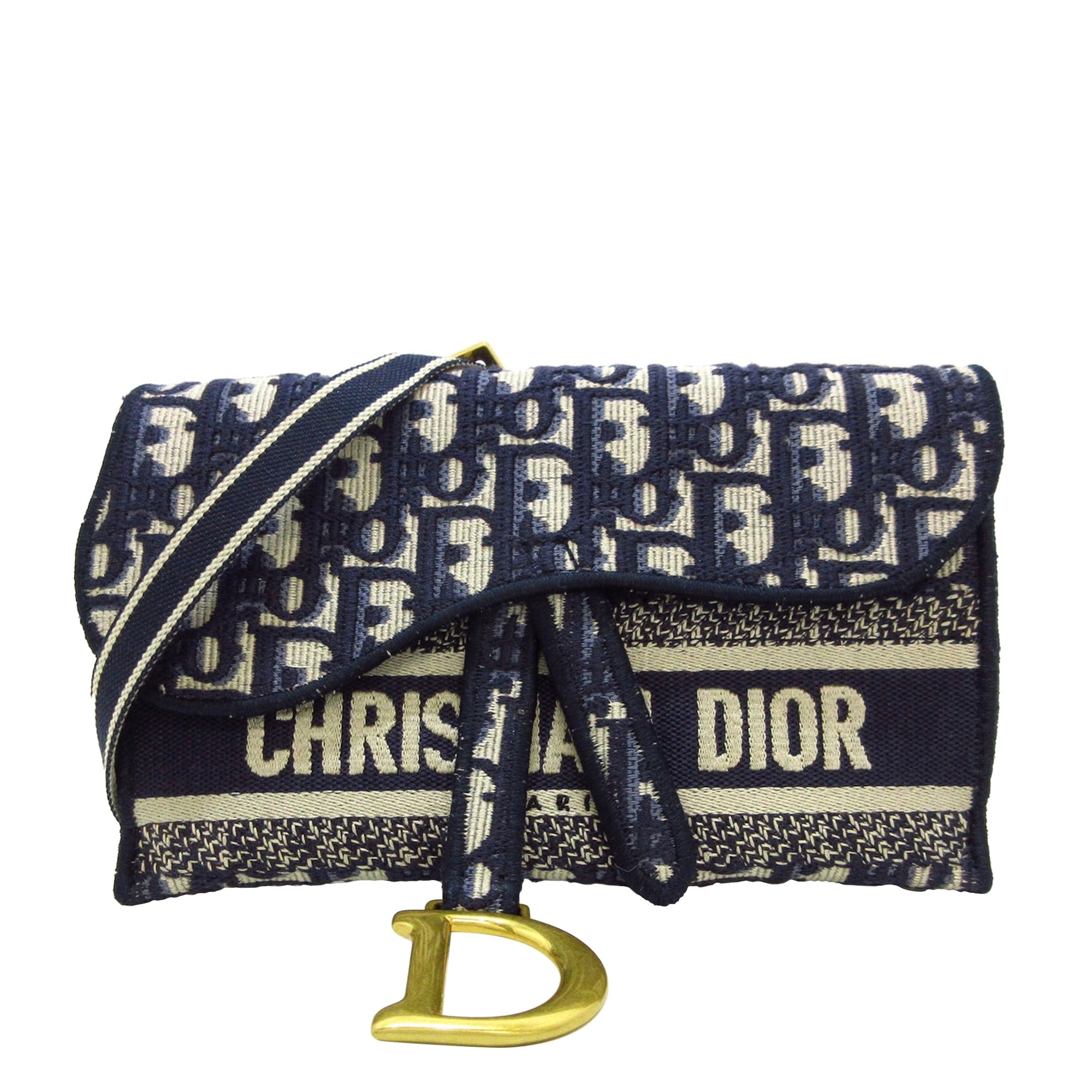 Dior Blue Oblique Canvas Travel Vanity Case Top Handle Bag Dior