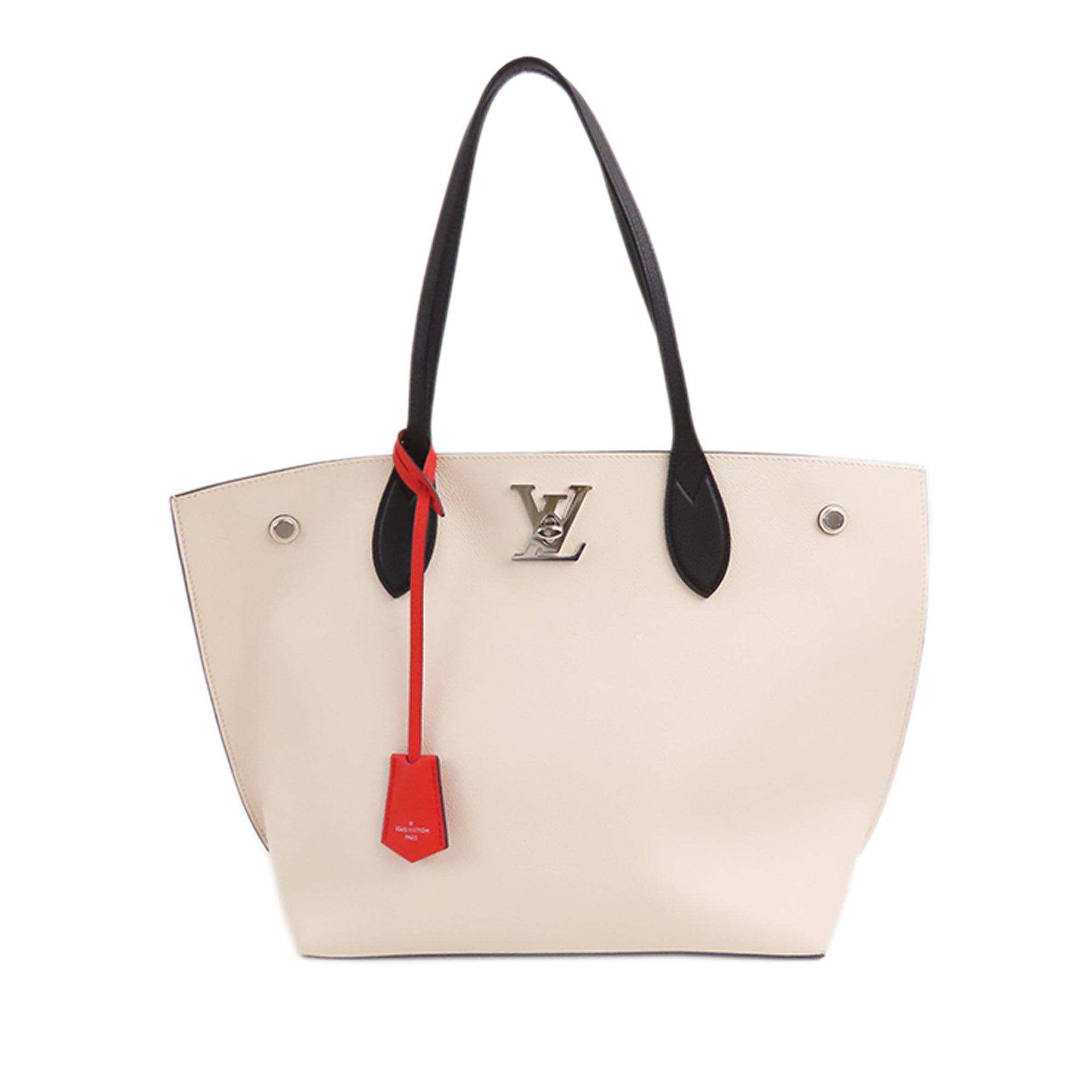 Louis Vuitton LV Logo Monogram White Front Row Lock Leather