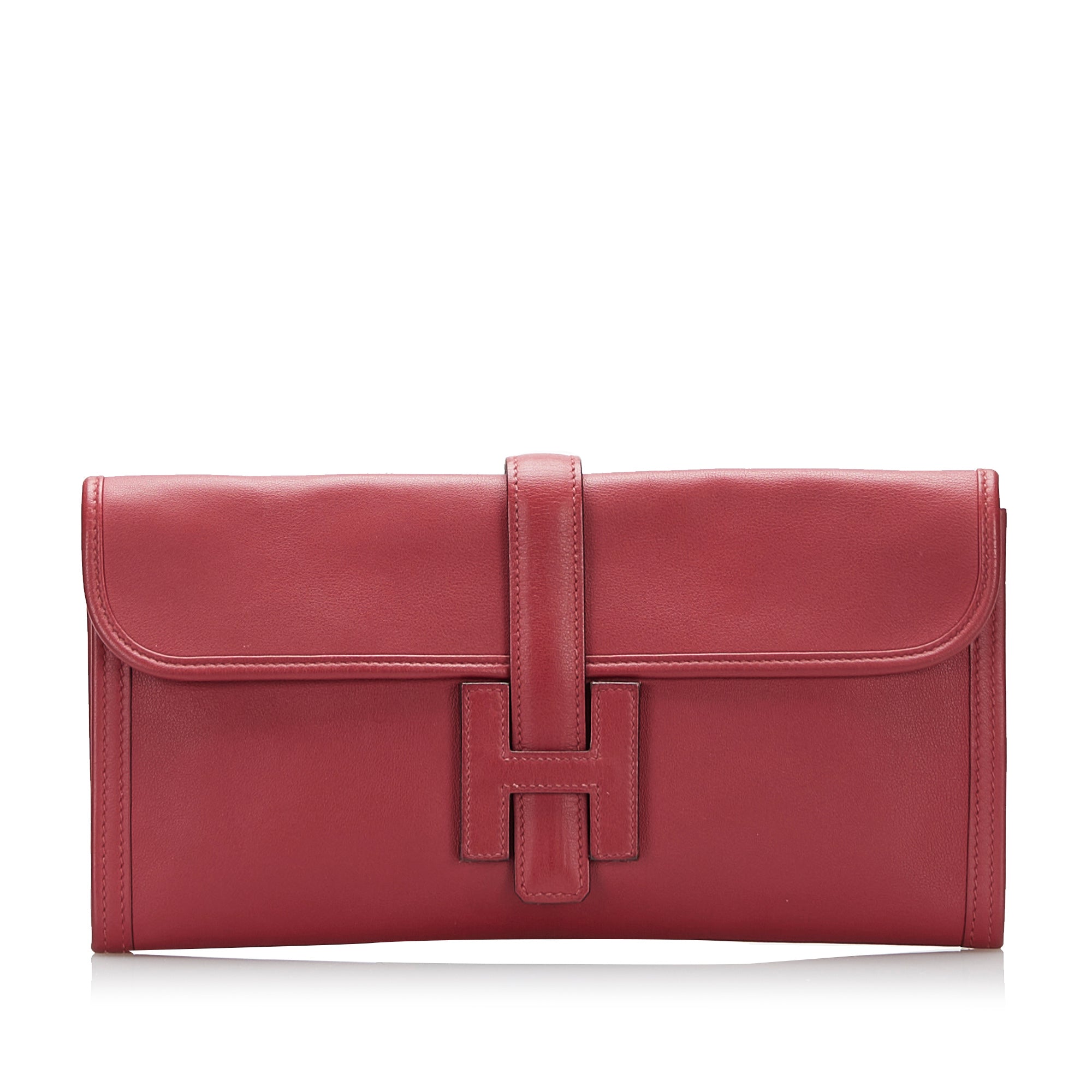 Hermes Jige Elan Calfskin Leather Clutch Wallet in Pink