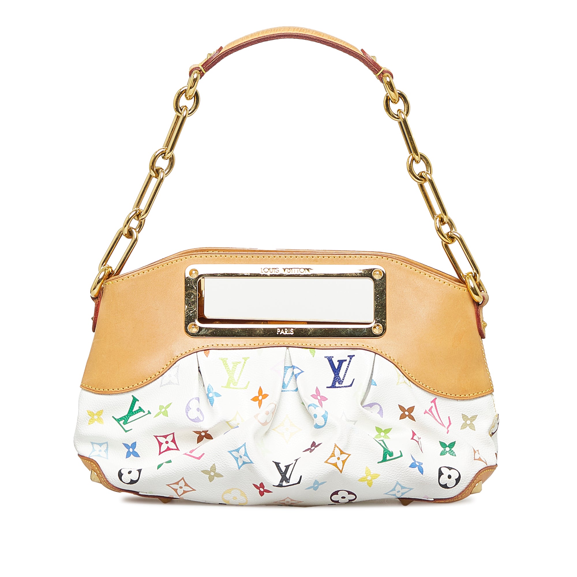 Louis Vuitton Judy Handbag in White Multicolor Monogram Canvas and