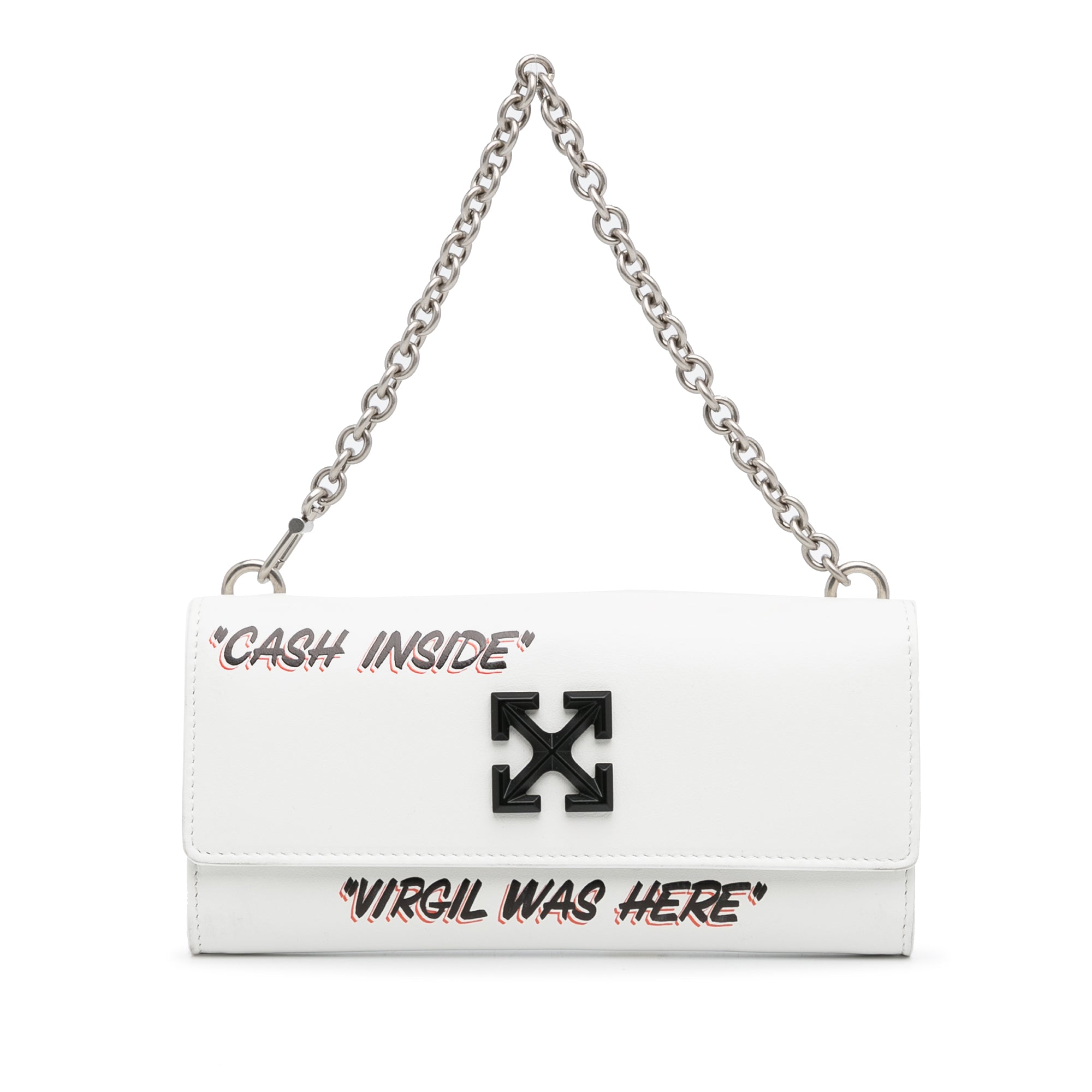 White Off White Jitney Quote Wallet on Chain Baguette – Designer