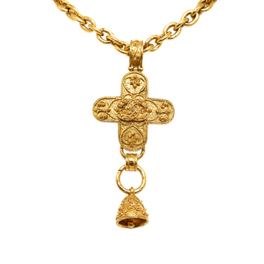 Gold Chanel Cross Pendant Necklace