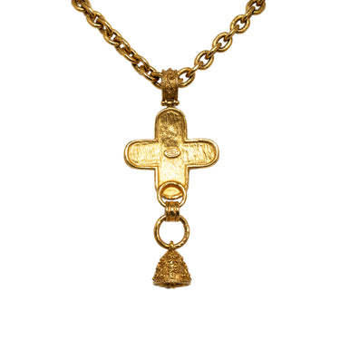 Gold Chanel Cross Pendant Necklace - Designer Revival
