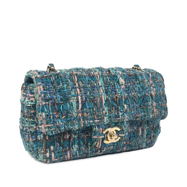 Blue Chanel Mini Classic Rectangular Tweed Flap Bag - Designer Revival