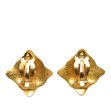 Gold Chanel CC Clip On Earrings