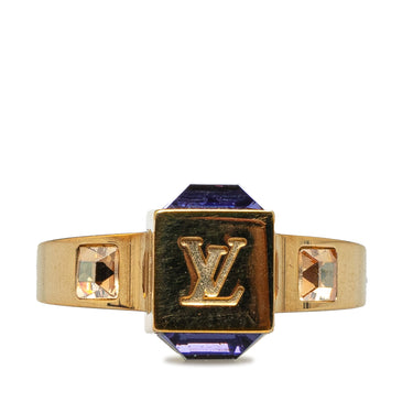 Gold Louis Vuitton Crystal Gamble Cocktail Ring