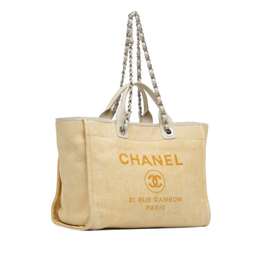 Yellow Chanel Medium Raffia Deauville Satchel - Designer Revival