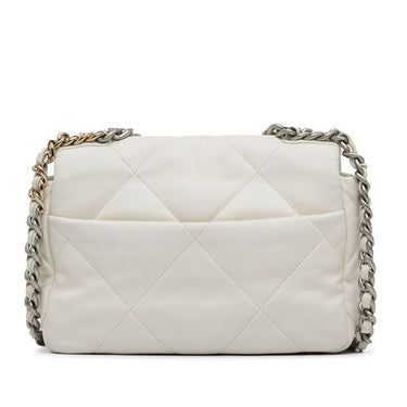 White Chanel Medium 19 Lambskin Flap Satchel - Designer Revival