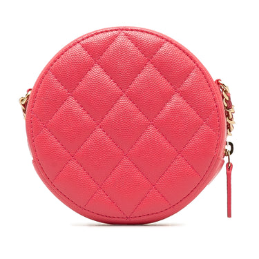 Pink Chanel 19 Round Caviar Clutch With Chain Crossbody Bag - Designer Revival