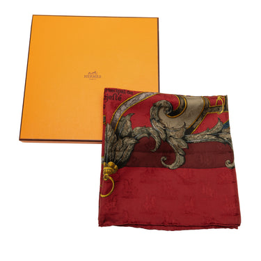 Red Hermes Par Mefsire Antoine De Plvvinel Silk Scarf Scarves - Designer Revival