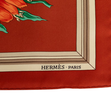 Red Hermes Quai Aux Fleurs Silk Scarf Scarves - Designer Revival