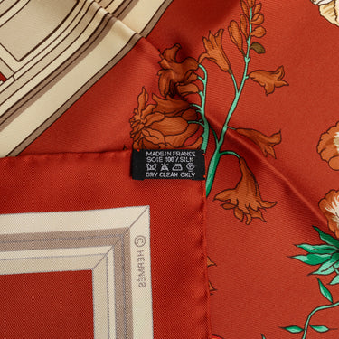 Red Hermes Quai Aux Fleurs Silk Scarf Scarves - Designer Revival