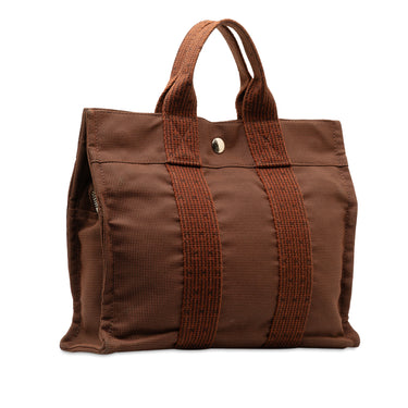 Brown Hermès Toile Herline PM Handbag - Designer Revival
