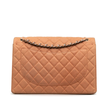 Orange Chanel Maxi Classic Caviar Double Flap Shoulder Bag - Designer Revival