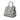 Gray Prada Saffiano Floral Print Twin Pocket Satchel