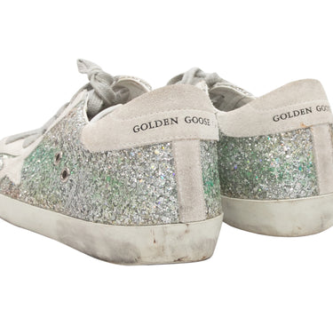 Silver & White Golden Goose Low-Top Glitter Sneakers