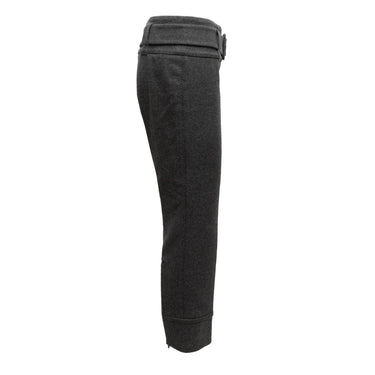 Charcoal Prada Virgin Wool Belted Pants Size IT 44 - Designer Revival