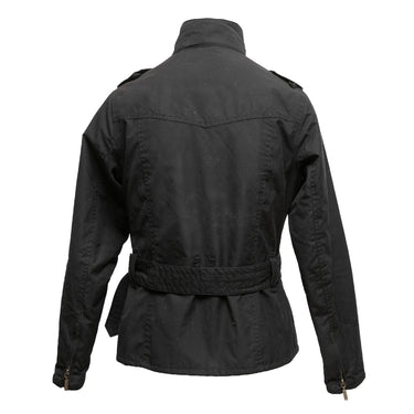 Black Barbour Lined Belted Jacket Size US 6 - Designer Revival