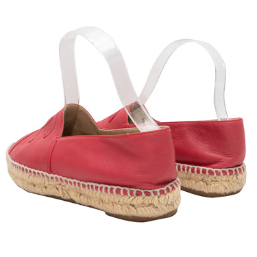 Fuchsia Chanel Leather CC Espadrille Flats Size 39