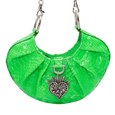 Green Lovard Python Croissant Bag - Designer Revival