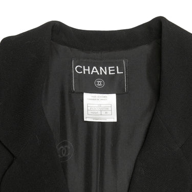 Vintage Black Chanel Spring/Summer 1999 Wool Coat Size FR 46 - Designer Revival