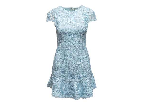 Light Blue Alice + Olivia Guipure Lace Mini Dress