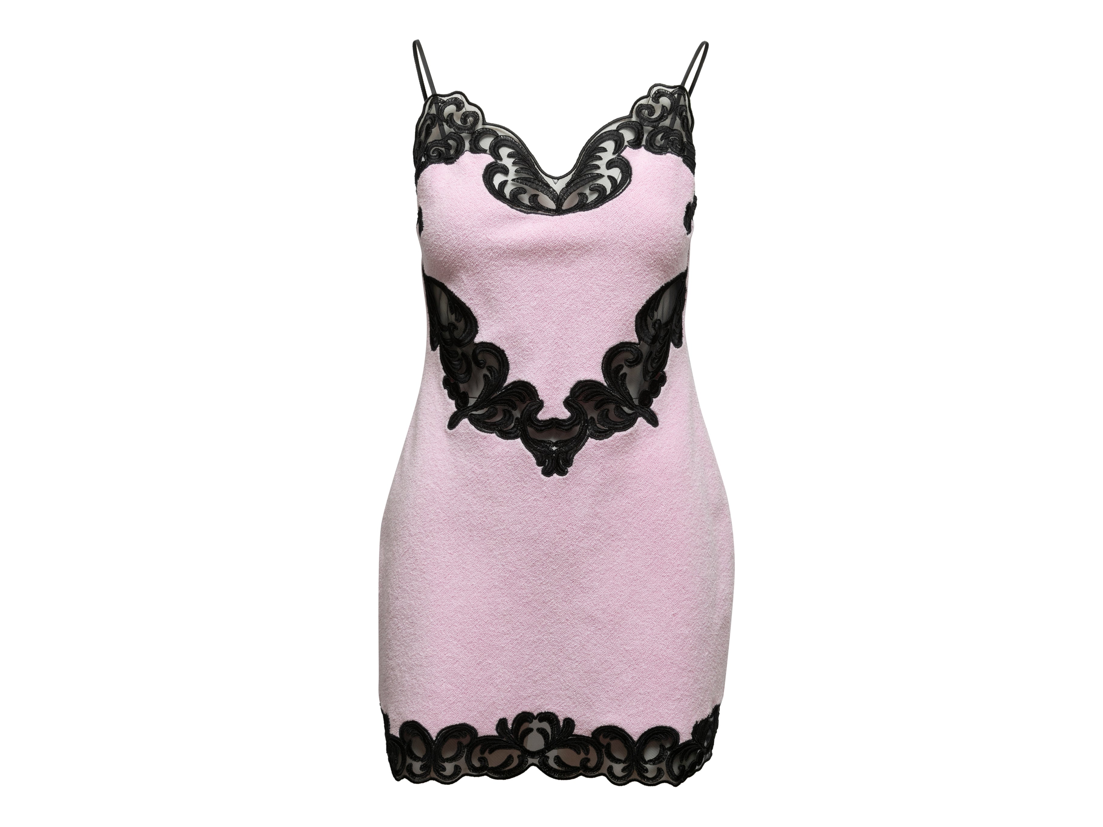 Light Pink & Black Alexander Wang Terry Cloth & Lace Mini Dress Size US 6 - Designer Revival