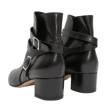 Black Gianvito Rossi Pointed-Toe Buckle Ankle Boots onto Size 39 - Atelier-lumieresShops Revival