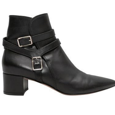 Black Gianvito Rossi Pointed-Toe Buckle Ankle Boots Size 39 - Atelier-lumieresShops Revival
