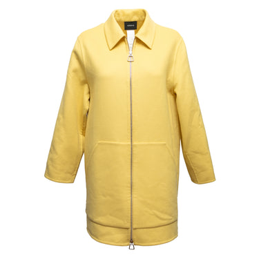 Yellow Akris Mimoa Virgin Wool Zip Coat Size US 4 - Designer Revival