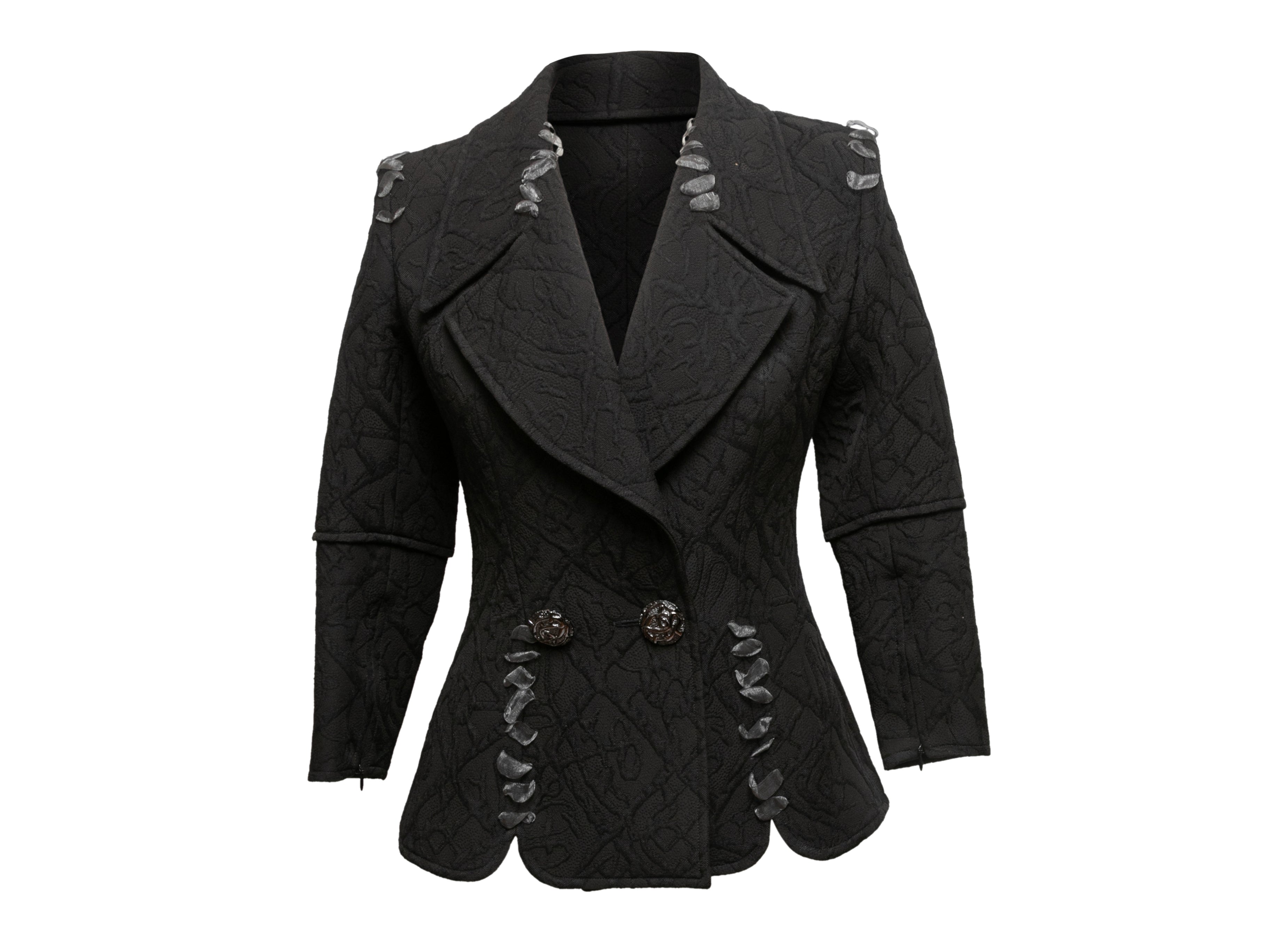Vintage Black Christian Lacroix 90s Jacquard Blazer Size US S - Designer Revival