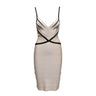 Cream & Black Herve Leger Sleeveless Bandage Dress Size US S - Designer Revival