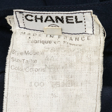 Vintage Navy Chanel Silk Maxi Skirt Size FR 44 - Designer Revival