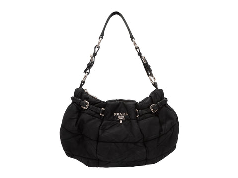 Black Prada Tessuto Gauffre Quilted Shoulder Bag