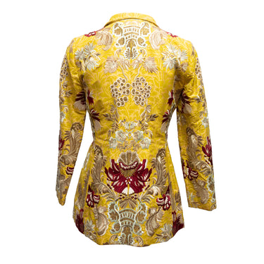 Yellow & Multicolor Oscar de la Renta 2003 Embroidered Jacket Size US 4 - Designer Revival