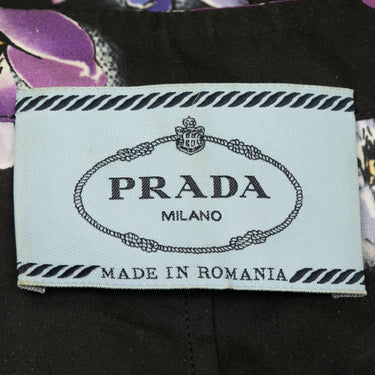 Black & Purple Prada Pansy Printed Dress Size IT 46 - Designer Revival