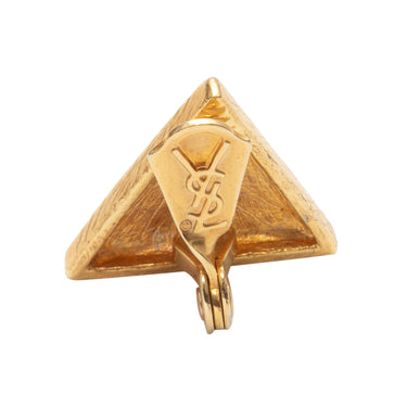 Vintage Gold-Tone Yves Saint Laurent Triangular Clip-On Earrings - Designer Revival
