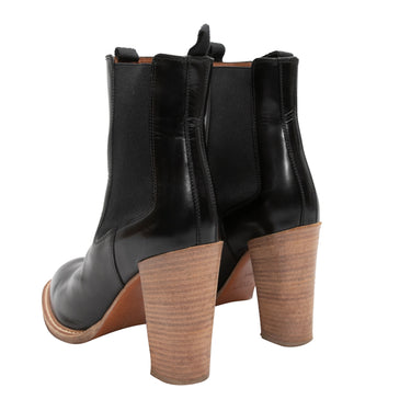 Black Celine Leather Ankle Boots Size 39.5 - Designer Revival