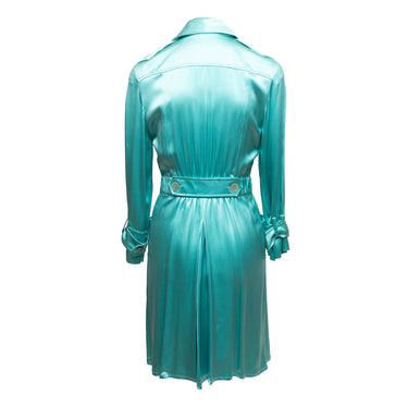 Turquoise Valentino Double-Breasted Silk Dress Size US 4 - Designer Revival