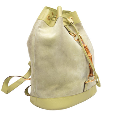 Vintage Light Green Gucci Suede Backpack - Designer Revival