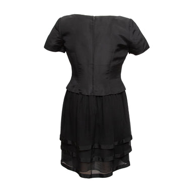 Vintage Black Oscar de la Renta Short Sleeve Dress Size US 8 - Designer Revival