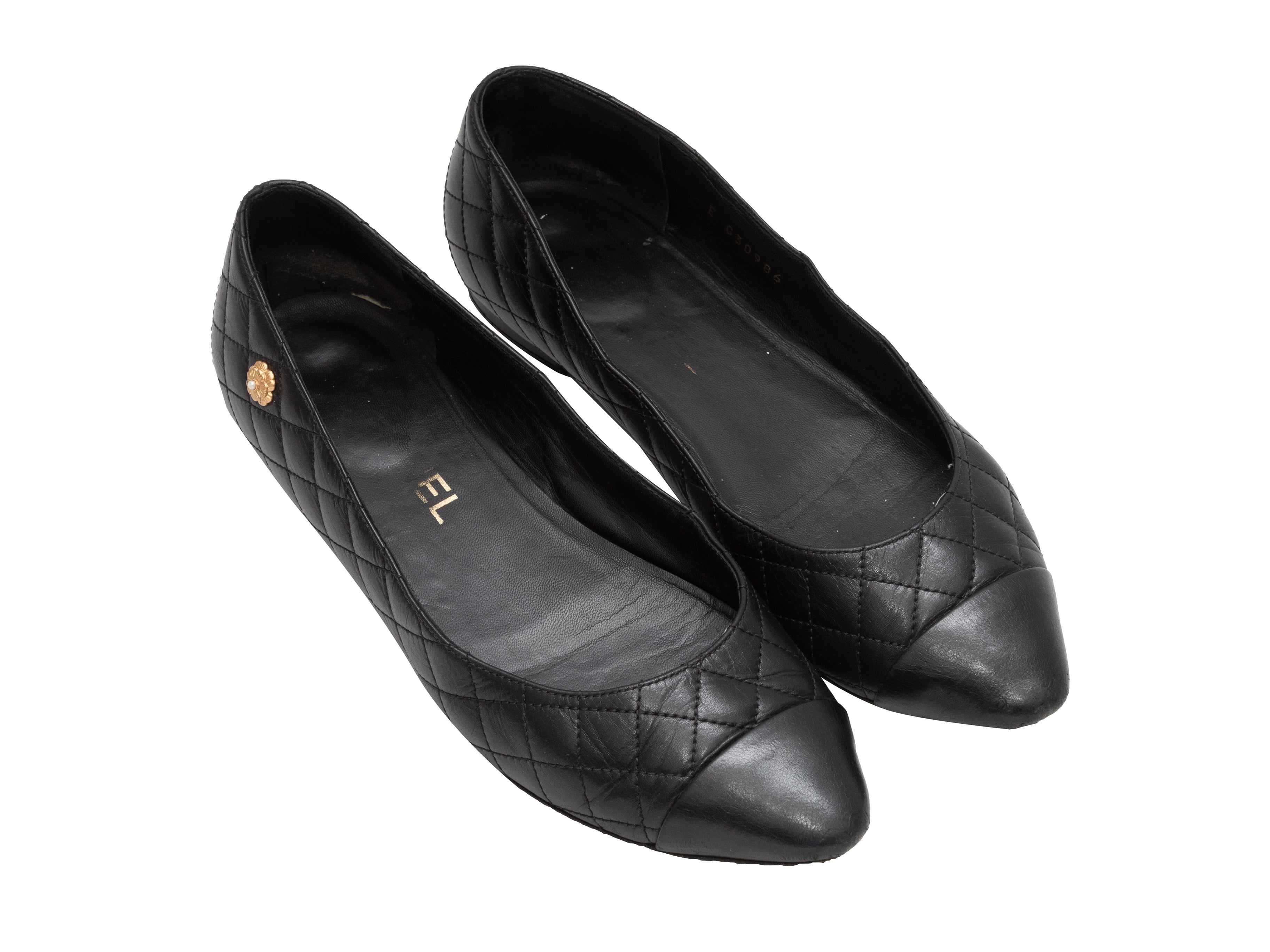 Pre-Owned Chanel Black Size 39.5 Ballet Ballet Flat