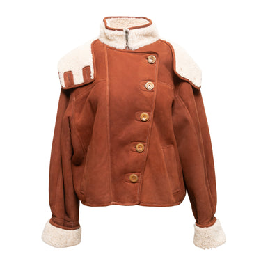 Tan & Cream Ulla Johnson Shearling Hooded Jacket Size XL