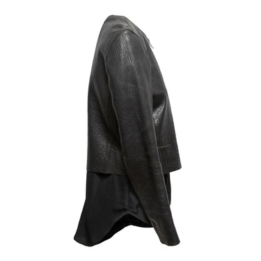 Black Sandro Layered Leather Jacket Size 2 - Designer Revival