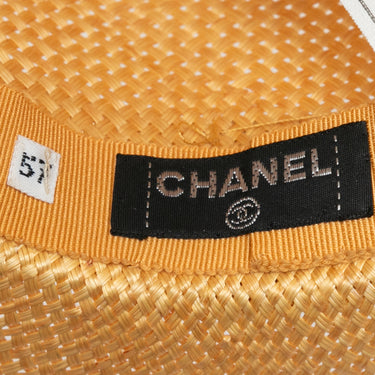 Vintage Yellow Chanel Spring/Summer 1988 Straw Hat Size 57 - Designer Revival