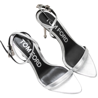 Silver Tom Ford Padlock Heeled Sandals Size 39