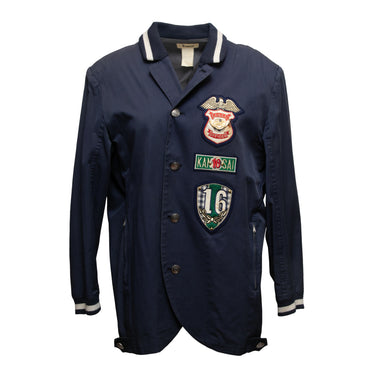 Vintage Navy & Multicolor Kansai Yamamoto Patch-Embellished Jacket Size US M - Designer Revival