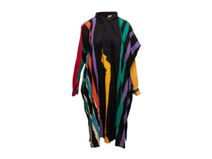 Vintage Black & Multicolor Michael Vollbrach 80s Striped Dress