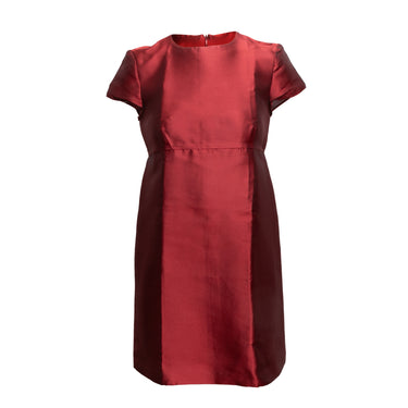 Red Burberry Satin Short Sleeve Dress Size US 4 - Designer Revival