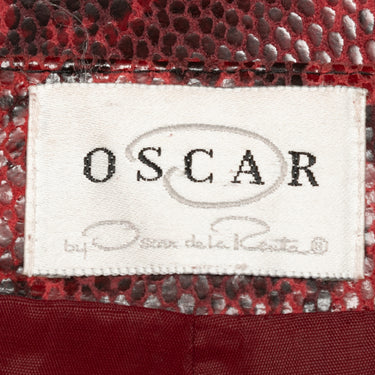 Red & Black Oscar de la Renta Faux Snakeskin Skirt Size US L